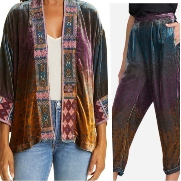 Johnny Was embroidered Ombré Cheetah kimono/jacket and pants set NWT